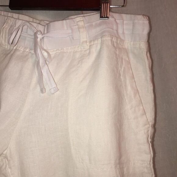 Tommy Hilfiger 10 White Linen Light Wide Leg Four Pocket Drawstring Pants - Picture 6 of 16